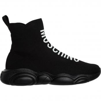 Men's Moschino High-Top Sneakers, Black Teddy Bear Design, Size 11 US