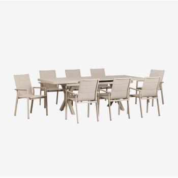 Conjunto de mesa y sillas apilables Karena para exteriores