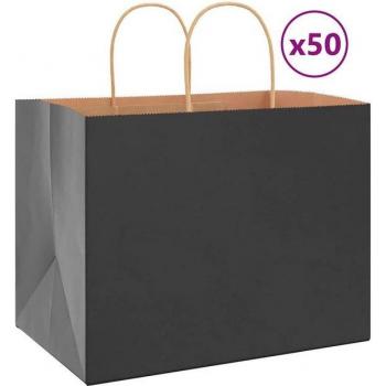 Bolsas de Papel Kraft Asas Negra VidaXL v5810 50 uds – 32x22x24 cm (negro)