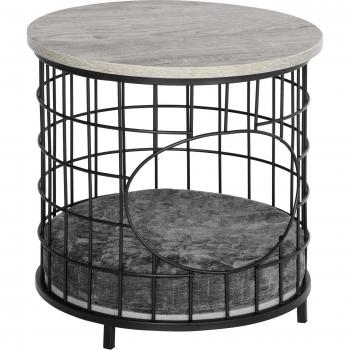 Mesa de Conforto para Gatos Pequenos com Almofada 40x40x40cm Preto Cinza