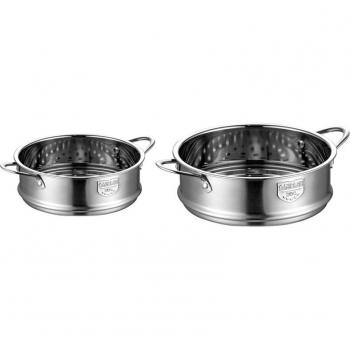 Two‑Tier 20 × 16 cm Steam Rack Set – Heavy‑Duty Stainless Steel, Double Ear Design