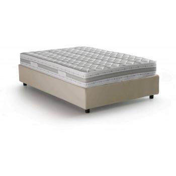 Dmora Talamo Italia Lit carré et demi Gaia – Lit conteneur revêtement tissu, 100% Made in Italy – Ouverture latérale – Matelas Cm 120x190 inclus – Beige