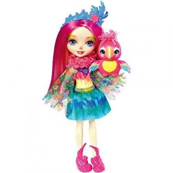 Peeki Perroquet Mini‑Figurine Sheeny – 15 cm, tissu à motifs, cheveux rose fuchsia