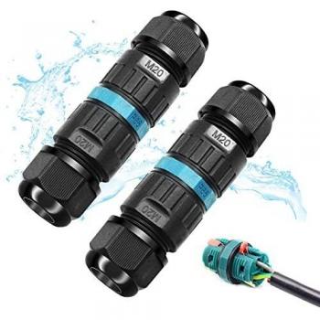 Kabelverbinder IP68 wasserdicht, 3-polig, 2 Stück, für Ø9-12 mm Kabel