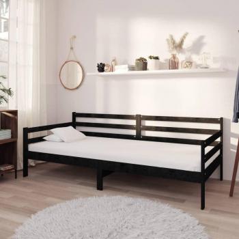 Lit d'appoint Noir en Bois de Pin 90x200 cm