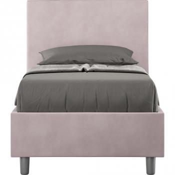 Letto singolo Ityhome, rete imbottita 90x200, microfibra glicine Adele