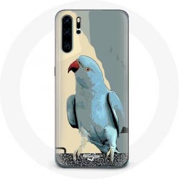 Huawei P30 Case with Blue Parakeets and Parrots