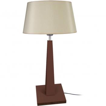 Lampe de table THOR bois wangué, abaisseur en tissu beige, inspiration nordique