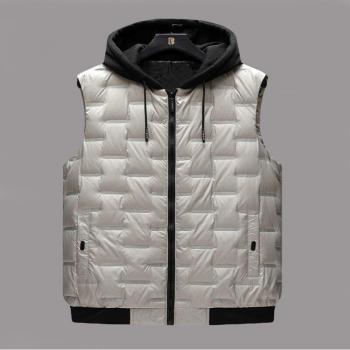 Plus Size Men's Winter Hooded Sleeveless Vest