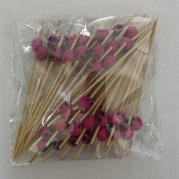 50PCS Bamboo Forks with Skull Design for Parties