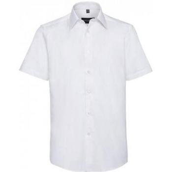 Russell Collection Camisa Oxford Corto Manga Hombre 19.5” Blanco – Estilo Tailored