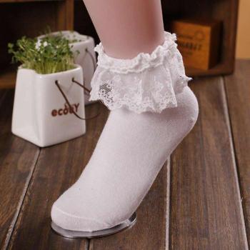 Cute Ladies' Lace Trim Ankle Socks