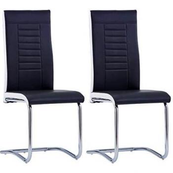 2‑teiliger Freischwinger in Schwarz – Kunstlederoptik