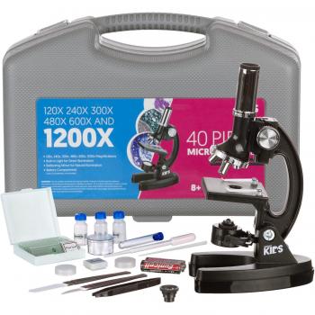 Beginner Microscope with LED Light and Accessory Set for Kids