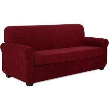 Housse de canapé trois places rouge foncé