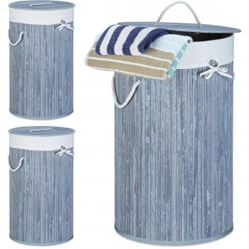 Foldable Bamboo Laundry Baskets with Cotton Bags