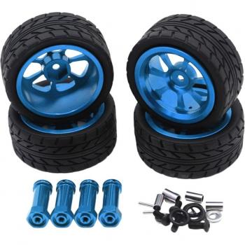 4PCS Pentagram Wheel Rims with High Grip Tires for Wltoys 1/14 Scale RC Vehicles