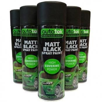 3 x 500ml AUTOTEK Professional MATT Black Spray Paint Aerosol Can+Gloves+Mat✅