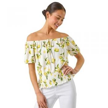 Top44 Roman Blouson Bardot Petite Imprimé Blanc