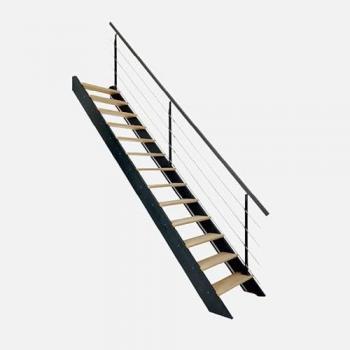 SPARK Escalier droit gris anthracite avec garde-corps