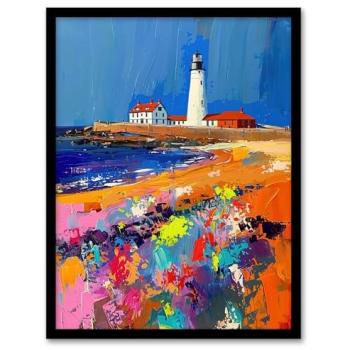 A4 St Mary's Lighthouse Whitley Bay Palette Knife Print – Artery8