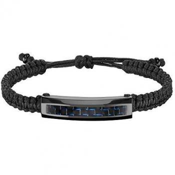 Phebus Noir Solaire – Bracelet Mono‑Motif en Acier et Cuir