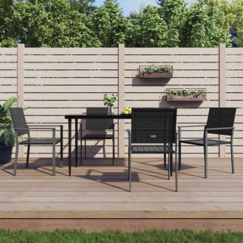Set da Pranzo da Giardino 5 pz in Rattan Sintetico e Acciaio