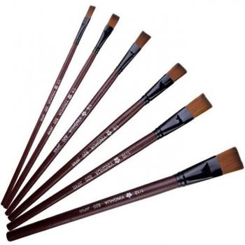 Pinceaux artistiques plats nylon 6‑pièces – peinture à l’huile