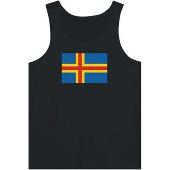 Tight‑Fit Black Unisex T‑Shirt, 100% Cotton, Åland Flag Pattern