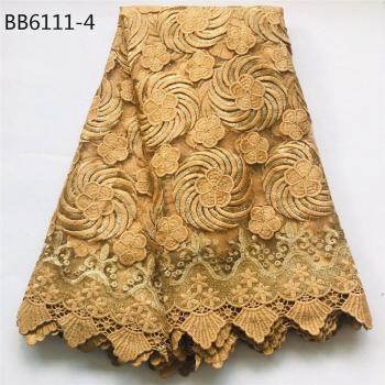 Golden Flower Net Lace Fabric