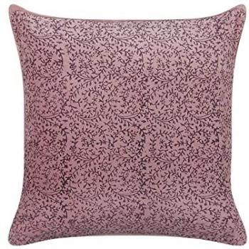 45 x 45 cm Pink Velvet Cushion with Floral Design
