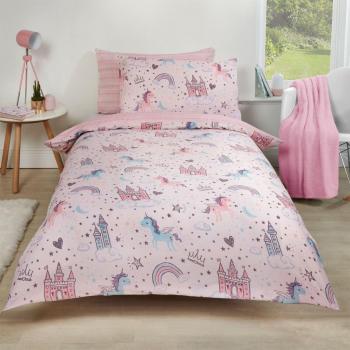 Dreamscene Unicorn Kingdom Duvet Set, Pink