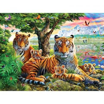 Tigres Étincelants Broderie Diamant 20X30CM