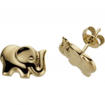 FIRETTI Elefanten Ohrschmuck Gold 333 für Mädchen