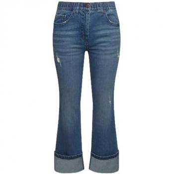 Ulla Popken 7/8 Jeans Mary für große Frauen, blau, 50, Baumwolle, Distressed Design