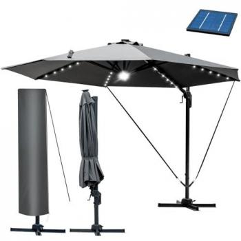 BRAST Ampelschirm Ø300cm mit integrierter LED-Beleuchtung und Schutzhaube