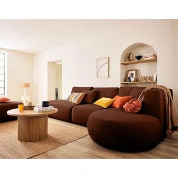 Santorini Modulaire 5 Places – Angle Droit, Tissu Terracotta