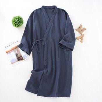 Camisa Noche Hombre Color Sólido Kimono