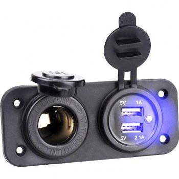 Cargador USB para Motocicleta con Salida Doble y Conector SAE