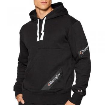 Asymmetric Pocket Logo Black Hoodie