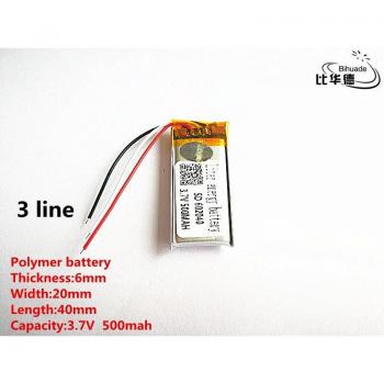 5pcs/lot 3 line Superior Quality 3.7V 500mAh 602040 Polymer Lithium Ion Battery for Toy, Power Bank, GPS, MP3, MP4