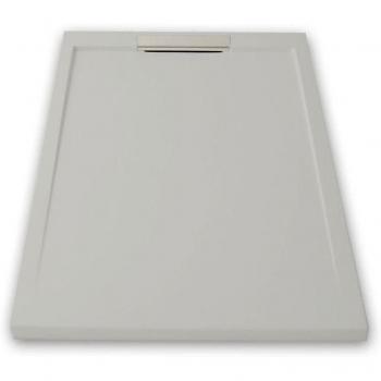 MIRLO Luxus Duschwanne – Schieferoptik in Grau, 80 × 120 cm, sehr flach