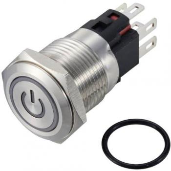 Tru Components TC-12647476 Stainless Steel RGB Pushbutton Switch 250V AC 3A