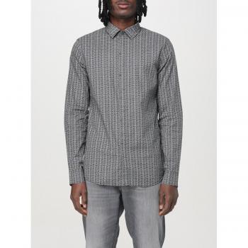 Armani Exchange Men's L‑Size Black Graphic Collar T‑Shirt