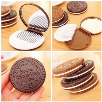 Pochette Miroir Compact : Biscuits Chocolat Café