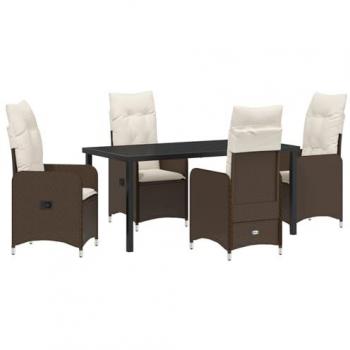VidaXL Garten-Dining-Set 5-teilig mit Kissen Braun Poly Rattan