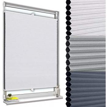 WOLTU Store plissé anti‑solaire avec porte‑pince – nid d'abeille – 65 × 130 cm – blanc