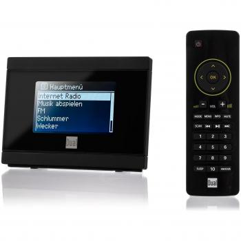 Dual IR 2A WiFi UKW Internetradio-Adapter mit UPnP und 3,5mm Klinke inkl. Uhr-/Alarmfunktion und Fernbedienung schwarz