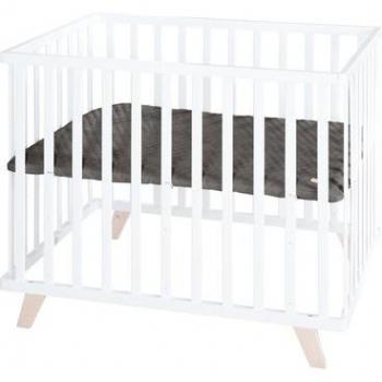 Parc Bébé ROBA 75×100 – Tapis Cuir PU Anthracite + Pieds en Bois Bio