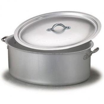 Casseruola Ovale Opaco 32 cm con Maniglie in Alluminio e Coperchio – Family Line